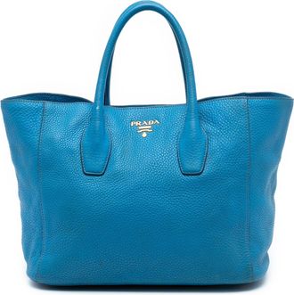Prada Tweedehands Vitello Daino Open Convertible Tote