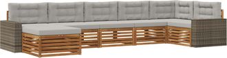 vidaXL Conjunto De Sof&aacute;s De Exterior 7 Uds. Natural Y Gris Claro Vidaxl