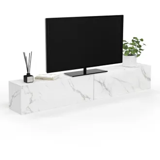 IDMarket Idmarket - Mobile Tv Sospeso Elio 180 Cm Con 2 Ante In Legno Effetto Marmo