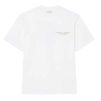 Lacoste T-Shirts, male, White, Size: XL Embroidered Thick Cotton Tee