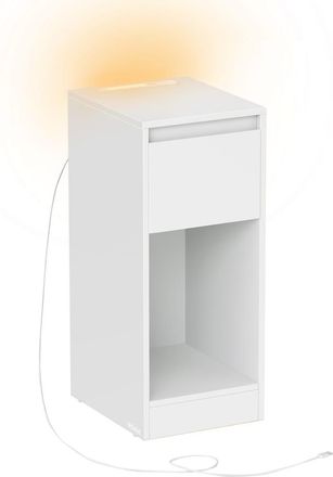 Vasagle Mesita de noche con led y puertos usb de color blanco
