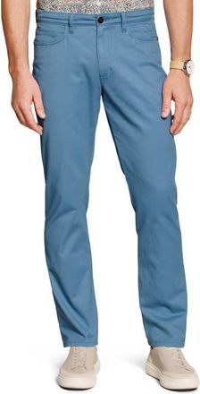 Johnston & Murphy Straight Leg Stretch Cotton 5-Pocket Pants in Blue at Nordstrom, Size 32R