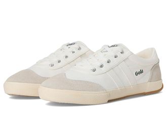 Gola Badminton Womens Shoes White/Off White/Evergreen : 9 B - Medium, Suede/Leather/Canvas