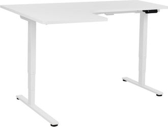 Beliani Electric Adjustable Corner Desk DESTINES White 160 cm 109 cm Left Hand
