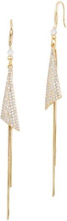 Savvy Cie Jewels Pav&eacute; Cubic Zirconia Tassel Drop Earrings in Yellow Gold at Nordstrom Rack