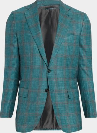 Kiton Men & apos;s Wool Plaid Single-Breasted Sport Coat