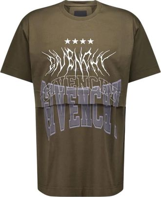 Givenchy Gelaagd Logo T-shirt Multikleur Bruin - Heren - T-shirts - Groen - S - Katoen - Tops