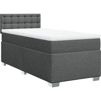 vidaXL Vidaxl - Cama Box Spring Con Colch&oacute;n Tela Gris Oscuro 90x190 Cm