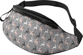Generic Simple Running Deer Waist Bag Bum Bag Lightweight Bumbags For Jogging Travel Men 14X35Cm