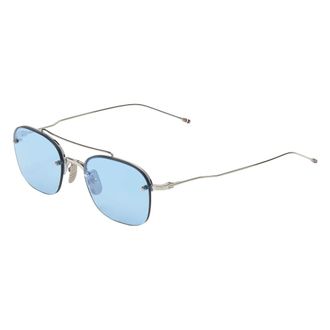 Thom Browne Titanium Semi Rimless Pilotenzonnebril - unisex - Accessoires - Blauw - Maat: 53 MM