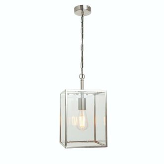 Loops Ceiling Pendant Light Bright Nickel & Clear Glass 40W E27 Dimmable e10173 in Metallics