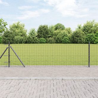 Berkfield Home Euro Fence with 13 Flanged Posts 0.6x25 m Galvanised Steel in Grey