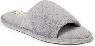 Dearfoams Beatrice Quilted Microfiber Terry Shower Slide Slipper in Medium Grey at Nordstrom, Size X-Large