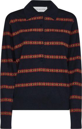 Dries Van Noten Tunos Polo - Dames - Polos - Blauw - S - Wol - Tops