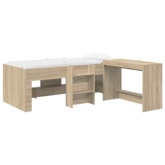 vidaXL Letto Alto Per Bambini Con Scrivania 2 Pz Rovere Sonoma Vidaxl