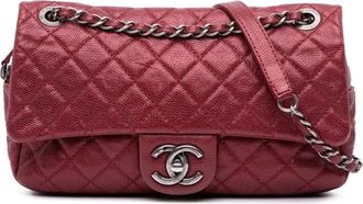 Chanel Borsa a spalla Easy Flap media in pelle Caviar trapuntata 2012 - Rosso