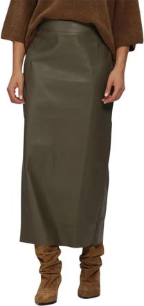 JapanTKY Kokone Maxi Rok - Dames - Midirokken - Groen - L - Leer - Rokken