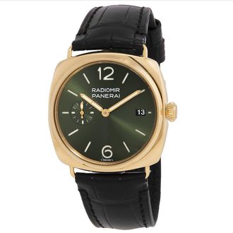 Officine Panerai Radiomir Quaranta 40 Yellow Gold Automatic Green Dial Mens Watch PAM01437