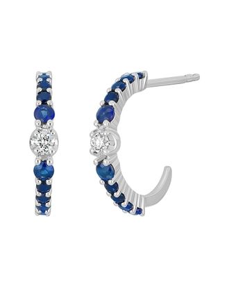 Bony Levy El Mar 18K 0.39 Ct. Tw. Diamond & 20 Sapphire Half Hoop Earrings
