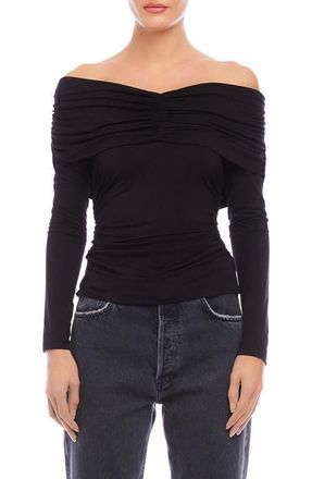 Fifteen Twenty Bella Ruched Off the Shoulder Top in Black at Nordstrom, Size Small