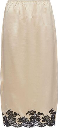 Prada lace-trimmed satin midi skirt - women - Silk - 40 - Neutrals