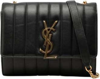 Saint Laurent Pre-owned Vicky Chain Wallet - Dames - Vintage Schoudertas - Zwart - ONE Size - Leer - Vintage