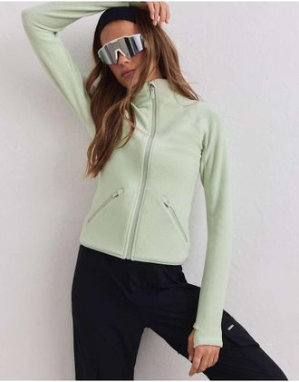 Aim'n giacca in pile elasticizzato con zip, pistacchio-Verde