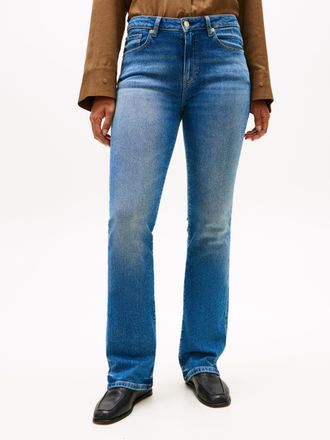 Tommy Hilfiger Bootcut-Jeans TOMMY HILFIGER DNM BOOTCUT RW, Damen, Gr. 29, L&auml;nge 32, glow, Denim/Jeans, Obermaterial: 98% Baumwolle, 2% Elasthan, Abriebeffekte, boot