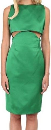 Zac Posen Satin Cut Out Cocktail Dress In Kelly Green