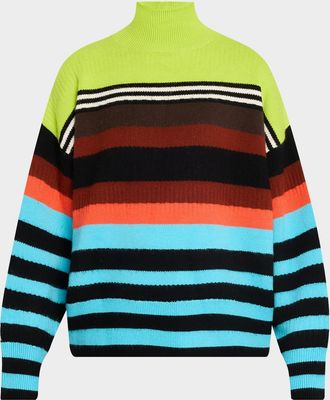 Christopher John Rogers Striped Brushed Wool Turtleneck Sweater
