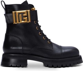 Balmain Charlie leren rangerlaarzen - Dames - Veterlaarzen - Zwart - 41 EU - Schoenen