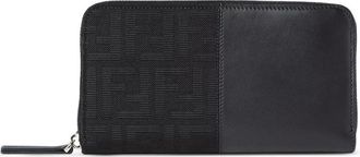 Fendi FF Jacquard Zip-around Black Wallet