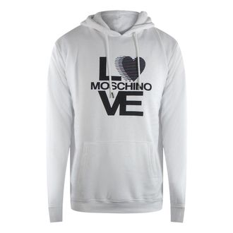 Moschino Mens Love Bold Logo White Hoodie Cotton - Size X-Large