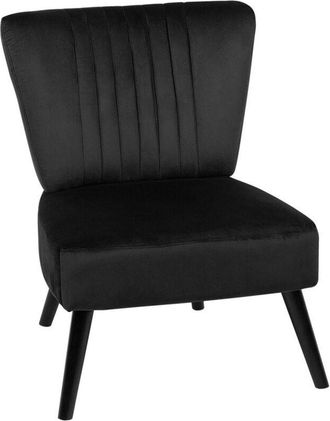 Beliani Sillón tapizado negro decorativo sin reposabrazos mechones verticales patas de madera Vaasa