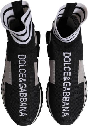 Dolce & Gabbana Black Gray Sorrento Socks Women Sneakers Shoes And Polyester Viscose