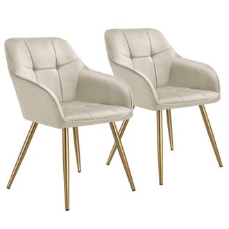 TecTake Dining Chair Marilyn Set Of 2 - Cream/Gold in Cream | Size: 2 Pack