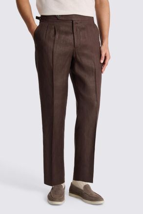 Moss Burgundy Linen Pleated Trouser