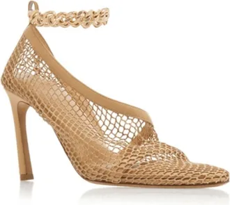 Bottega Veneta Chain-Trimmed Mesh Heel - Beige