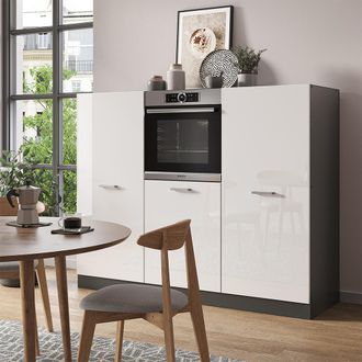 Vicco Bloque De Cocina R-line, Blanco Brillo/antracita, 180 Cm Sin Encimera