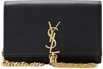 Saint Laurent Black Calfskin Monogram Kate Tassel Chain Wallet (Authentic Pre- Loved)