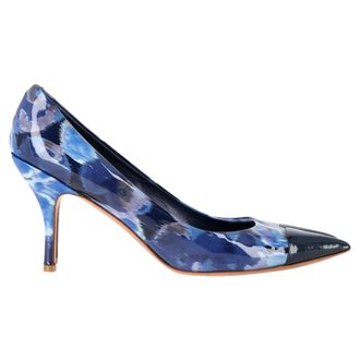 Louis Vuitton Louis Vuitton Gedrukte Puntige Teen Pumps in Marineblauw Patentleer