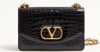 Valentino Garavani Valentino Garavani Vain Small Shoulder Bag In Crocodile Leather Wo