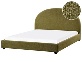 Beliani Cama matrimonial de tejido verde 160x200