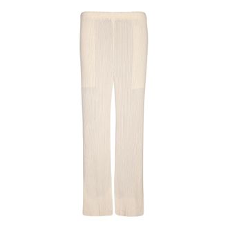 Issey Miyake Straight Trousers, female, White, Size: M Hatching Pleats Trousers