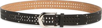 Linea Pelle Perforated Tiny Stud Belt in Black at Nordstrom Rack, Size X-Large