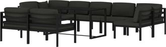 vidaXL Set Muebles De Jard&iacute;n 10 Pzas Y Cojines Aluminio Gris Antracita Vidaxl