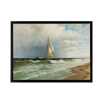 Artery8 Silva At Coney Island Painting Wall Framed Canvas Wall Art Print in Blue | Size: W24 x H32