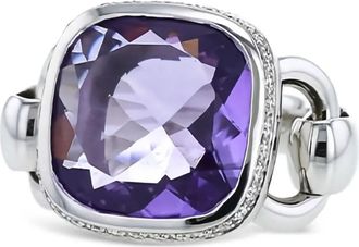 Poiray Anello Fille in oro bianco con ametista e diamanti anni 2010 - Argento