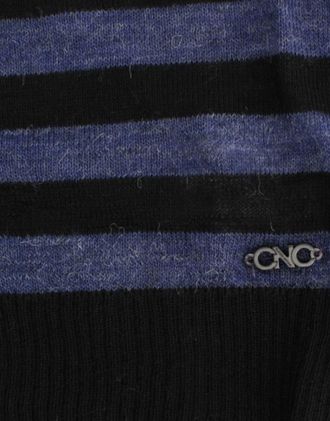 Costume National Womens Black Striped V-Neck Sweater Acrylic Clothing