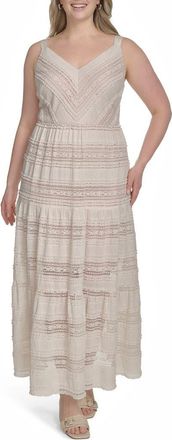 Eliza J Lace Detail Tiered Dress in Ivory at Nordstrom, Size 20W